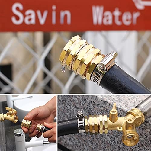 Solid brass Garden Hose Fittings Connectors Adapter Heavy Duty Brass Repair Male, Female faucet leader coupler dual water hose connector (3/4" GHT Double Male Double Female 12 Pcs) - Image 6