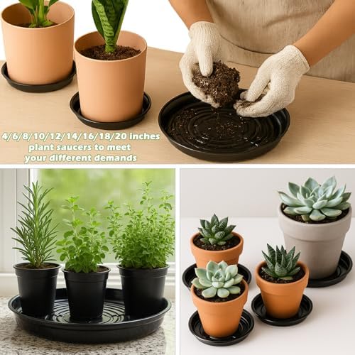 30 Packs 16" Extra-Large Plant Saucers for Indoor Outdoor Use Heavy Duty Plastic Plant Plate Dish for Planter Bulk Round Flower Pot Drip Trays to Catch Water 4 to 20 Inch, Black - Image 4