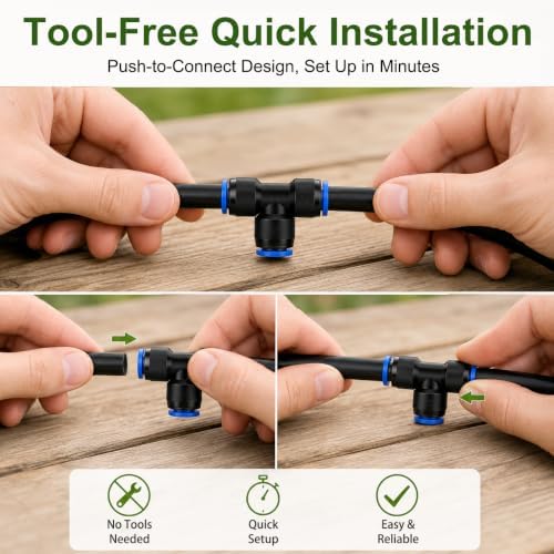 Drip Irrigation System Kit, 230FT Quick-Connect Garden Watering System with 1/2" & 1/4" Tubing Hose, Auto Water Saving Irrigation for Raised Bed, Lawn, Greenhouse, Patio - Image 4