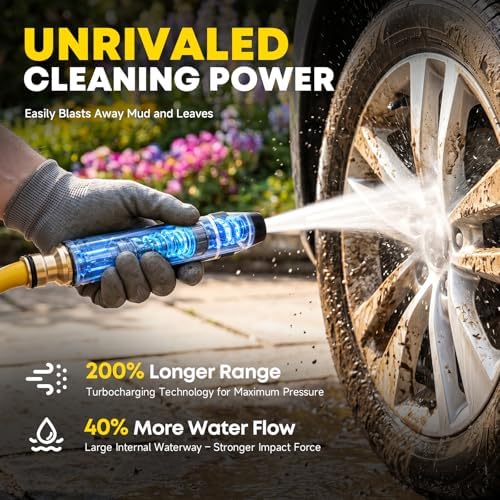 LusterAce High Pressure Hose Nozzle, Adjustable Garden Hose Spray Nozzle for Watering Plants, Patio Cleaning and Car Washing, 2 Pack - Image 2