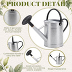 1 Pcs 1 Gallon Metal Watering Can for Indoor Outdoor Plants, Galvanized Garden Water Can with Long Spout and Dual Handles, Large Silver Watering Pot for Flowers, Houseplants, Yard - Image 3