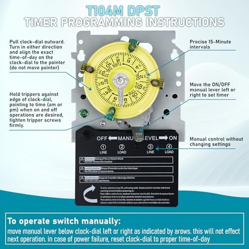 T104M Pool Timer, Mechanical Time Switch Mechanism 208-277VAC 5HP 40A DPST - Image 3