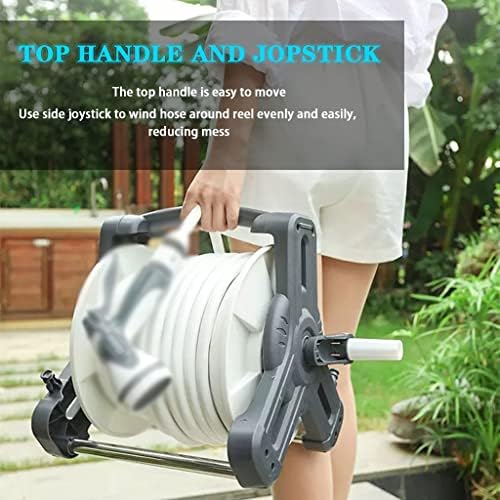 Hose Reel Cart Garden Hose Reels Wall Mount Floor Cleaning Hose Cart, Watering Hose Organizer, Household Portable Irrigation Tools, with High Pressure Water Gun (Color : A, Size : Hose Cart+15m Pipe - Image 3