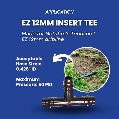 (pack of 50) Netafim Techline EZ 12mm Insert Tee – Barb Fitting 3-Way Drip Irrigation | 32500-002497 | T12TEE - Image 3