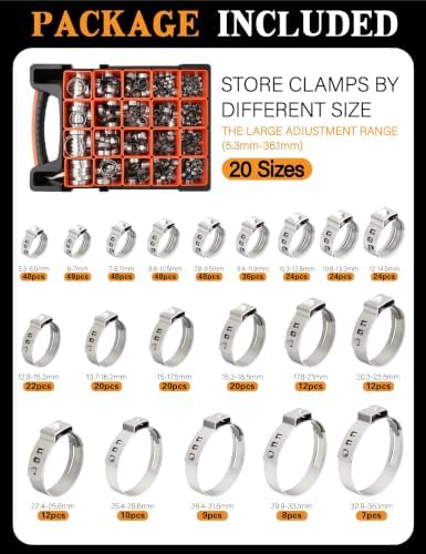 500PCS 20 Size Single Ear Hose Clamp Kit and PEX Crimping Tool,Cinch&Remove - Image 4