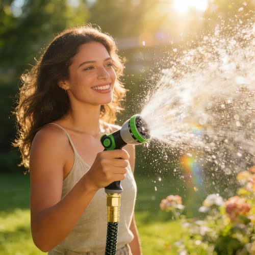 HBlife 75ft Garden Hose, Non Expandable Garden Hose with 10 Function Sprayer Nozzle, Flexible Lightweight Water Hose for Yard, Lawn, Car Wash and Outdoor - Image 6
