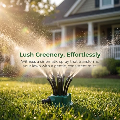 360° Rotating Lawn Sprinkler for Yard, Adjustable Garden Hose Sprinkler with Heavy Duty Spike Base, Automatic Irrigation Water Sprinkler for Lawn Grass Garden Dogs (3) - Image 4