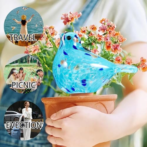 Plant Watering Globes, Bird Glass Self Watering Planter Insert - For Indoor & Outdoor Plants - Glass Plant Water Globes For Daily Use, Planter Spikes To Support Indoor & Outdoor Plant Health, Sky Bule - Image 6