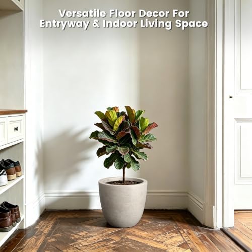 Kante Accent Round Bowl Weathered Concrete Planter 14" Dia, Outdoor - Image 4