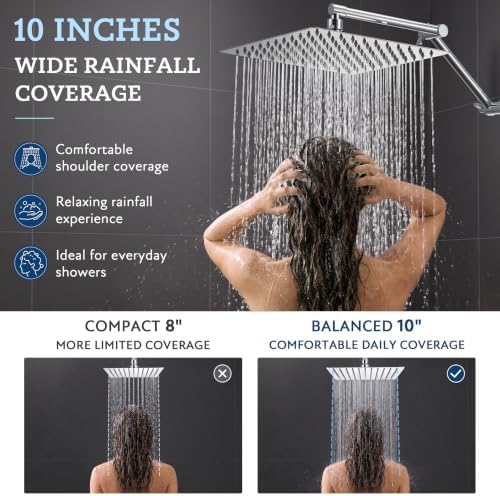 G-Promise All Metal 10 Inches Rainfall Shower Head with Handheld Combo - Image 4
