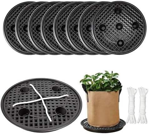 8 Pack 16 inch Self Watering Base for Fabric Grow Bag, Self-watering Plastic Elevated Plant Saucer Stand, Automatic Watering Tray for Non-woven Planter Flower Pot Growth Tent Greenhouse Indoor Outdoor by OrimercGarden
