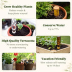 6 Pack Terracotta Watering Spikes with Lids and 3 Shovels Plant Watering Devices Wine Bottle Automatic Plant Slow Release Self Planting Stakes for 8”-12” Pots(7.09 x 1.97 x 1.97 Inches) - Image 6