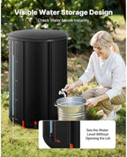 100 Gallon Rain Barrel, Collapsible Rainwater Collection Barrel, Portable Water Storage Tank with Spigot & Overflow Kit, 1000D PVC Rainwater Harvesting Tank for Garden, Lawn & Outdoor Use, Black - Image 2