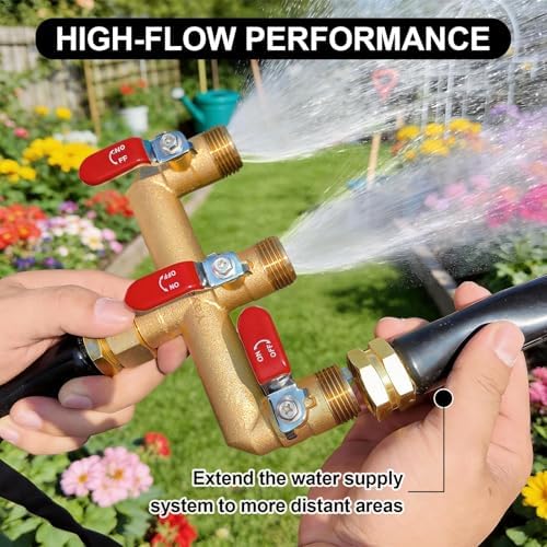 3 Way Garden Hose Splitter, 3/4" GHT Outdoor Water Spigot Splitter - Image 6