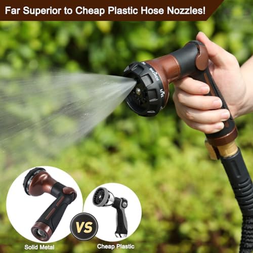 FANHAO Heavy Duty Garden Hose Nozzle, Metal Hose Sprayer Easy Thumb Control - Image 5