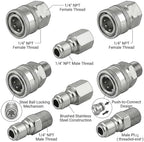 1/4'' Quick Connect Coupler Fittings Stainless Steel Adapter Set for Pressure Washer NPT Male and Female Thread Kit, 16 Pieces adapters - Image 3