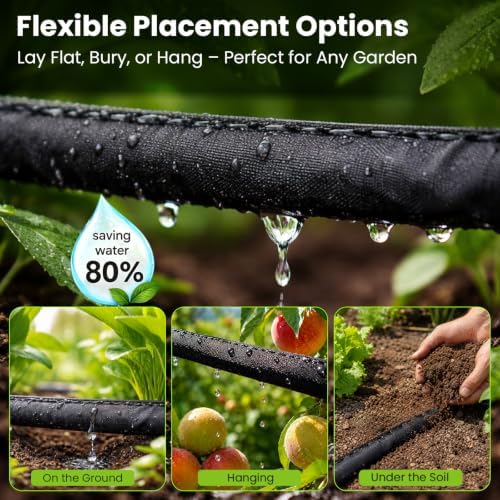 Bluepro Flat Soaker Hose, 200 ft, 4 x 50 ft Hoses with Brass Splitter - Image 2