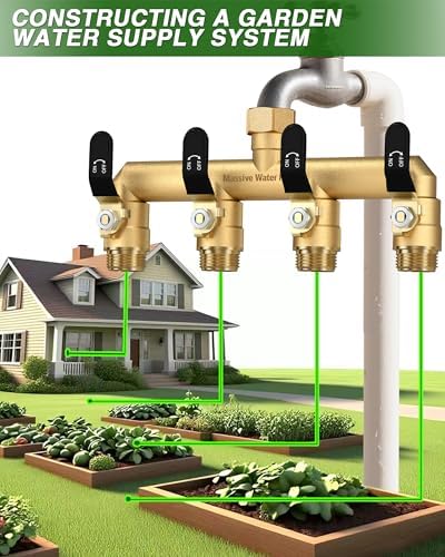 4 Way Hose Splitter, Heavy Duty Full Flow Garden Water Hose Bib Spigot Splitter, Brass Rust and Freeze Resistant Outdoor Faucet Splitter, T Adapter Connector with 3/4 - Inch GHT Thread （Black） - Image 7