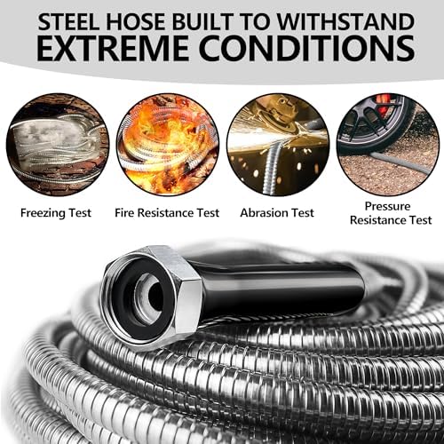 150ft Garden Hsoe - 2026 New 304 Stainless Steel Garden Hose with 3/4'' Fittings – Lightweight, Durable, and Kink-Free, Metal Water Hoses for Gardening - Image 4
