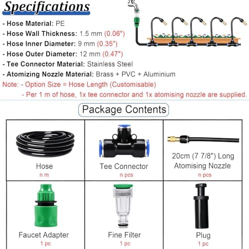 Farm/Garden Watering System for Outside Plants, Misting Irrigation Kit with Removable Sprinkler Emitters, Adjustable Water Output Sprinkler Set - Image 2