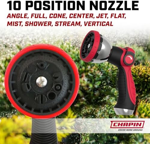 Chapin 5997 Garden Hose Reel, 65-feet Retractable, Wall Mounted Heavy-Duty Case, 180° Swivel Frame Mount, Automatic Retract, Locking Hose, 10 Position Metal Garden Hose Spray Nozzle - Image 4