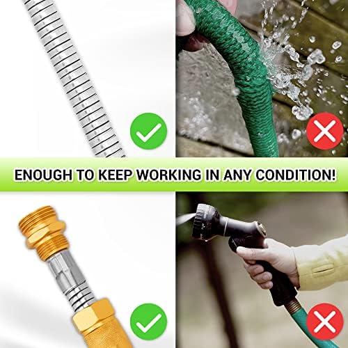 Garden Hose Metal 50FT – Heavy Duty 304 Stainless Steel Water Hose with 8-Pattern Nozzle, Lightweight, Flexible, Puncture Proof, Kink-Free, High Pressure, Solid Metal Fittings for Yard, Outdoors, RV - Image 3