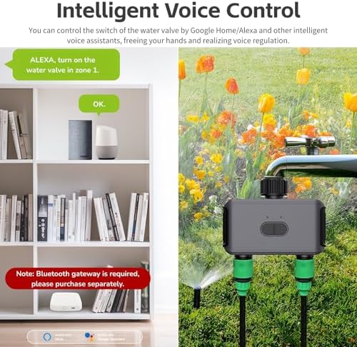 Bluetooth Sprinkler Timer 2 Zone, Smart Water Timer with APP Control, IP55 Hose Timer for Garden Yard, Rain Delay & Manual Irrigation, 7-116 psi 40-113℉ Long R - Image 6