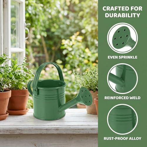 Kids Metal Watering Can, 6pack Small Iron Watering Can for Gardening Succulents Houseplants Bonsai, Mini Water Pot for Children Sprinkling Bucket (Mixed Style: Pink, Green, Yellow, Beige, Blue, Red) - Image 6