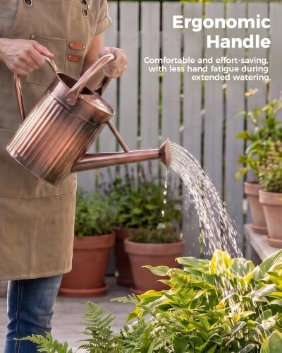 Bamworld Metal Watering Can for Indoor Outdoor 1 Gallon Antique Bronze - Image 7