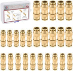 25PCS 1/4" 3/8" Brass Dot Air Line Fittings Kit, Straight Union Kit by BOERAY