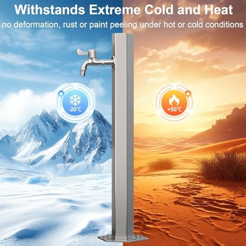 304 Stainless Steel Outdoor Vertical Garden Water Column, Freestanding Hose Stand with Faucet, Outside Standing Water Tap Yard Hydrant for Irrigation Washing(Short Height:50cm/19.7in) - Image 6
