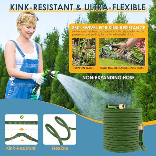 Non-Expandable Garden Hose 150 FT, Lightweight Flexible Water Hose - Image 2