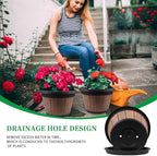 4 Pack 14 inch Plant Pots,Whiskey Barrel Planters with Drainage Holes - Image 2