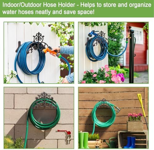 OwnMy Cast Iron Garden Hose Holder Heavy Duty Wall Mount Water Hose Hanger - Image 2