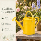 1 Gallon Metal Watering Can for Indoor Outdoor Plants, Sunflower Yellow - Image 7