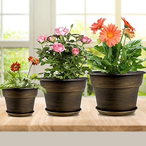 Fodetyff Planters-Plant-Pots-Indoor-Outdoor, 13 inch 4 Pack Gold - Image 2