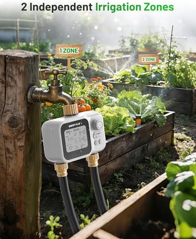 [All-New 2027] 2 Zone Ball Valve Sprinkler Timer Brass Inlet, Low-Pressure Starts at Zero Pressure, Unistyle Water Timer for Garden Hose, Rain Delay, Manual Control, Automatic Irrigation Hose Timers - Image 5