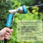 HOSUN Garden Hose Nozzle Sprayer Heavy Duty, 100% Metal Water Hose Nozzle with 8 Spray Patterns, High Pressure Hose Spray Nozzle with Non-Slip Grip for Watering Plant & Lawn, Washing Car & Pet, Blue - Image 3