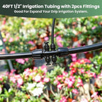 40FT 1/2 Inch Drip Irrigation Tubing Extension Hose, Main Line Watering Tube for Expanding Garden Irrigation Systems with 2pcs 6-Way Quick Connector - Image 6