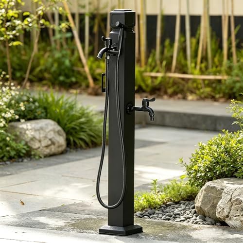 Outdoor Antize Faucet Hydrant, Vertical Garden Water Column with Hose Hook. Aluminum Alloy Pipe Free Stand. Side Bottom Inlet Irrigation Spigot for Yard Farm Cleaning. Weatherproof Design by Unknown