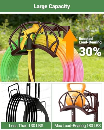 Garden Hose Holder, Freestanding Water Hose Reel Stand, Holds 160FT, Bronze - Image 2