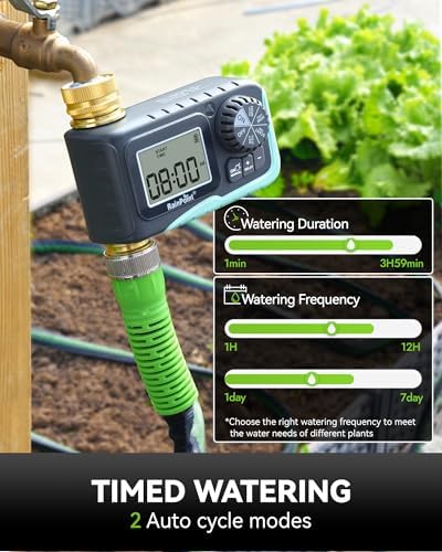 RAINPOINT Sprinkler Timer, 100% Metal Pipe Water Timer for Garden Hose, Programmable Hose Controller for Watering, Sprinkler Controller with Manual Watering/Rain Delay for Outdoor Lawn & Garden (2PCS) - Image 3
