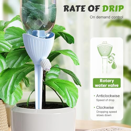 Self Watering Spikes, 4/8 Pack Automatic Plant Waterer with Adjustable Valve, Drip Irrigation Stakes for Indoor & Outdoor Plants, Self Watering Insert Devices for Garden, Vacation (8, Blue) - Image 5