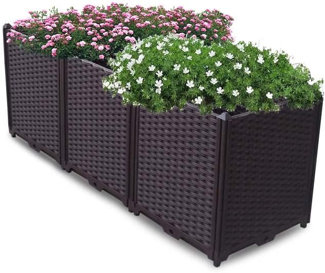 YSUEFIJO Raised Garden Bed Planter, Planters for Outdoor Plants, Elevated Garden Boxes Plant Pots, Grow Herbs and Vegetables Outdoors, Easy to Install by WELCOMETOYSUEFIJO