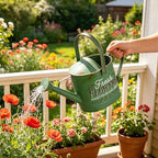 Vintage Metal Watering Can with Fresh Flowers Emboss Garden Decorative Watering Pot Farmhouse Water Can for Home Indoor Outdoor Garden Balcony Courtyard (Green) - Image 6