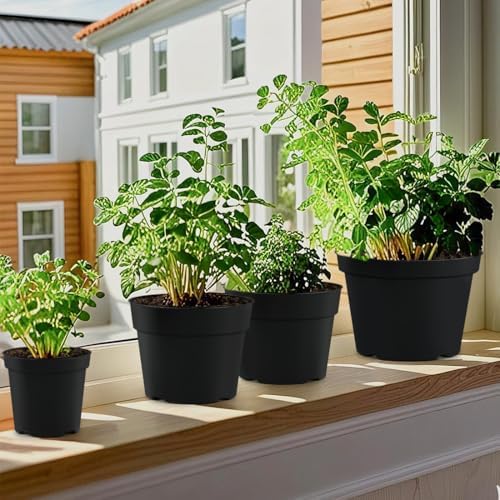 RooTrimmer 4/6/8 Inch Black Plant Nursery Pots, 15 Pack, Thickened Plastic with Drainage Holes, Indoor/Outdoor - Image 6