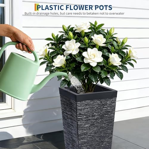 Tall Outdoor Planters Set of 2, 16" Planters for Outdoor Plants - Image 7