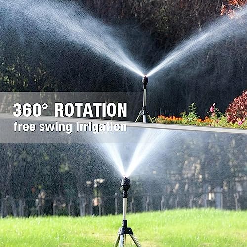 Rotating Tripod Sprinkler, 360 Degree Automatic Rotating Irrigation Watering Sprinkler, Large Area Telescopic Tripod Sprinkler for Patio Lawns - Image 2