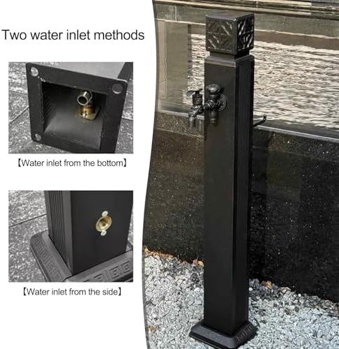 Stainless Steel Outdoor Faucet Column - Garden Hose Holder with Spray Gun, Decorative Water Feature Fountain for Gardens, 39.4 Inch - Image 6