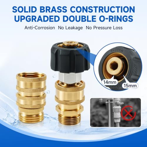 Pressure Washer Quick Connect Kit, 5000 PSI Brass Adapter Set - Image 5